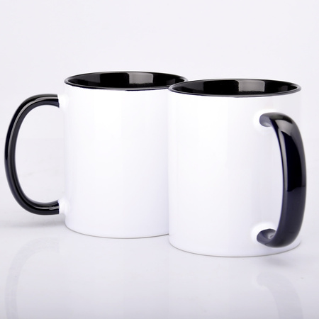 Sublimationsbecher AA+ mit schwarzer Innenseite und Griff 330ml SM-010
