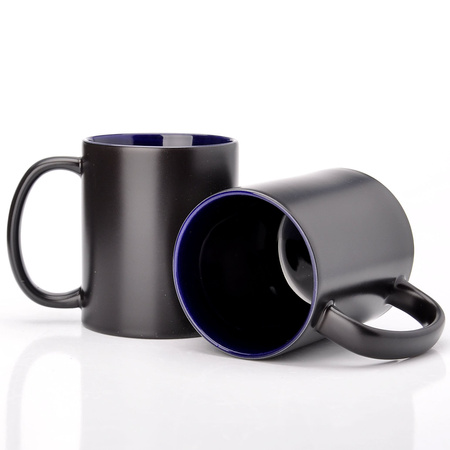 Printed magic mug black with navy blue interior SM-022 330ml