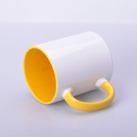 Printed mug 330ml SM-004 for AA+ sublimation with yellow interior and handle 