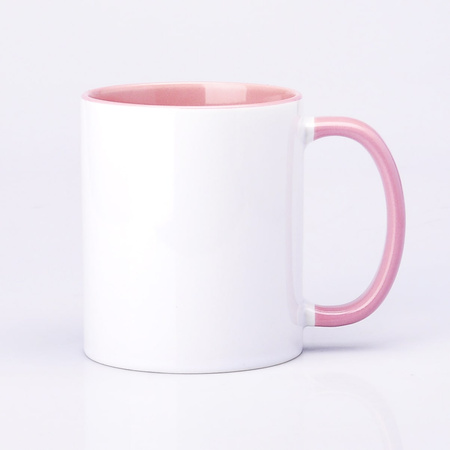 Printed 330ml mug with pink interior and earpiece SM-007 AA+