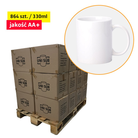 PALETA M 864 Stück. Weißer Becher für Sublimation UNISUB SM-011 AA+ 330ml