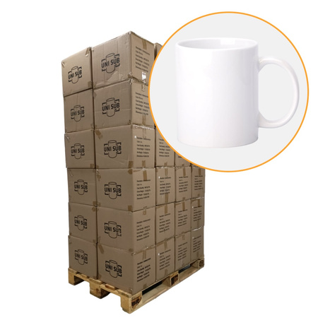 PALETA XXL 1728 Stück. Weißer Becher für Sublimation UNISUB SM-011 AA+ 330ml