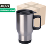 CARTON 48 pcs. OUTDOOR 650ml metallic silver stainless steel thermal mug UNISUB TM-001