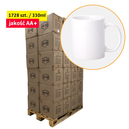 PALETA XXL 1728 pcs. UNISUB SM-011 AA+ 330ml white mug for sublimation