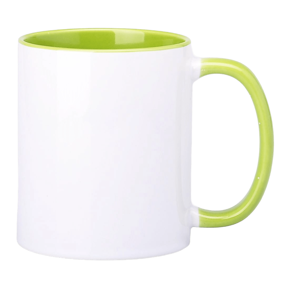 Sublimationsbecher 330ml mit hellgrüner Innenseite und AA+ Ohrhörer UNISUB SM-008