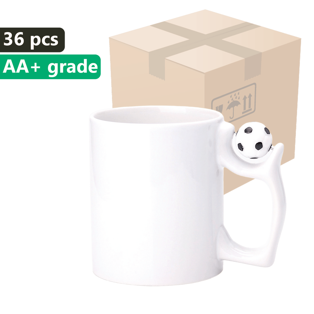 KARTON 36 szt. Kubek biały FOOTBALL 330ml Grade AAA UNISUB SM-051 z piłką do sublimacji