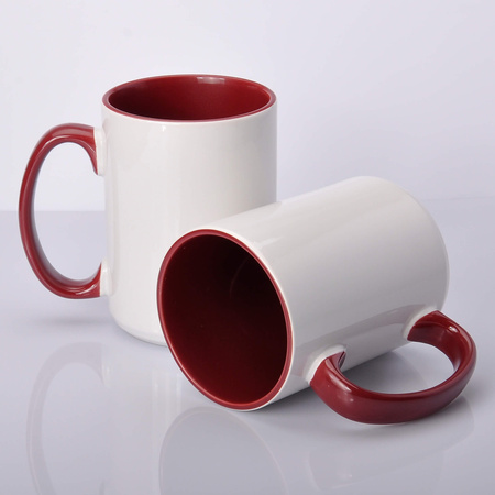 Mug with maroon interior and handle 425ml UNISUB SM-033 for AA+ sublimation 