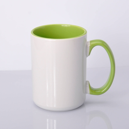 UNISUB SM-037 425ml sublimation mug with light green interior and AA+ handle