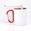 KARTON 50 szt. Kubek metaliczny biały OUTDOOR 300ml Stal Nierdzewna UNISUB MM-006 czerwony karabińczyk