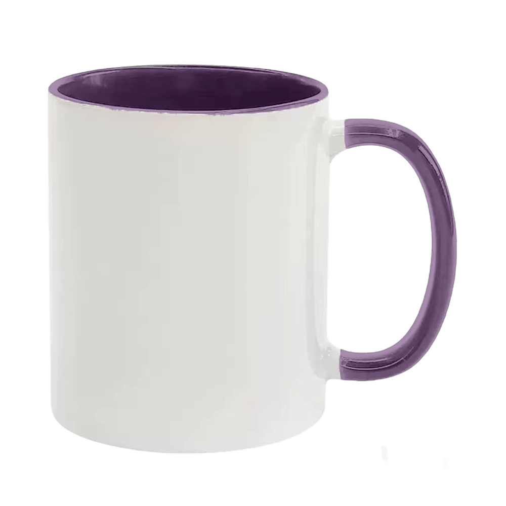 UNISUB Sublimationsbecher SM-058 330 ml weiß mit lila Innenraum und Griff Klasse AA+