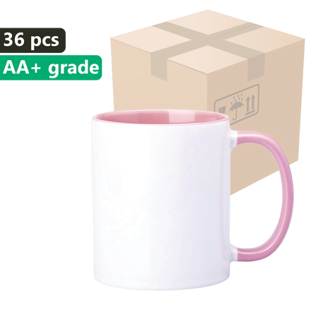 Sublimationbecher mit Rosa Innenraum und Griff 330ml SM-007 (AA+ Qualität)