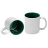 Printed mug white with dark green interior and earpiece 330ml AA+ SM-009 