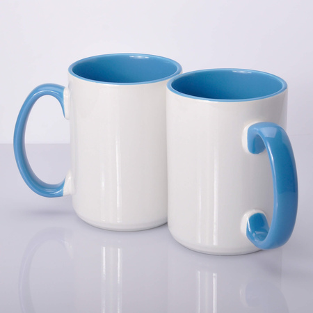 Kubek z nadrukiem niebieskie wnętrze i uszko 425ml UNISUB SM-032 AA+ 