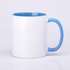 Printed mug 330ml SM-001 white with blue interior and handle AA+ quality