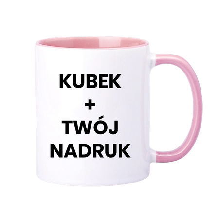 Kubek z nadrukiem 330ml z różowym wnętrzem i uszkiem SM-007 AA+