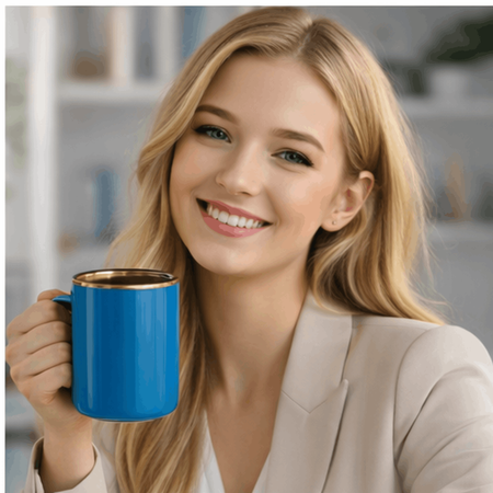 UNISUB Sublimationsbecher SM-060 330 ml weiß mit Goldrand und Griff Klasse AA+