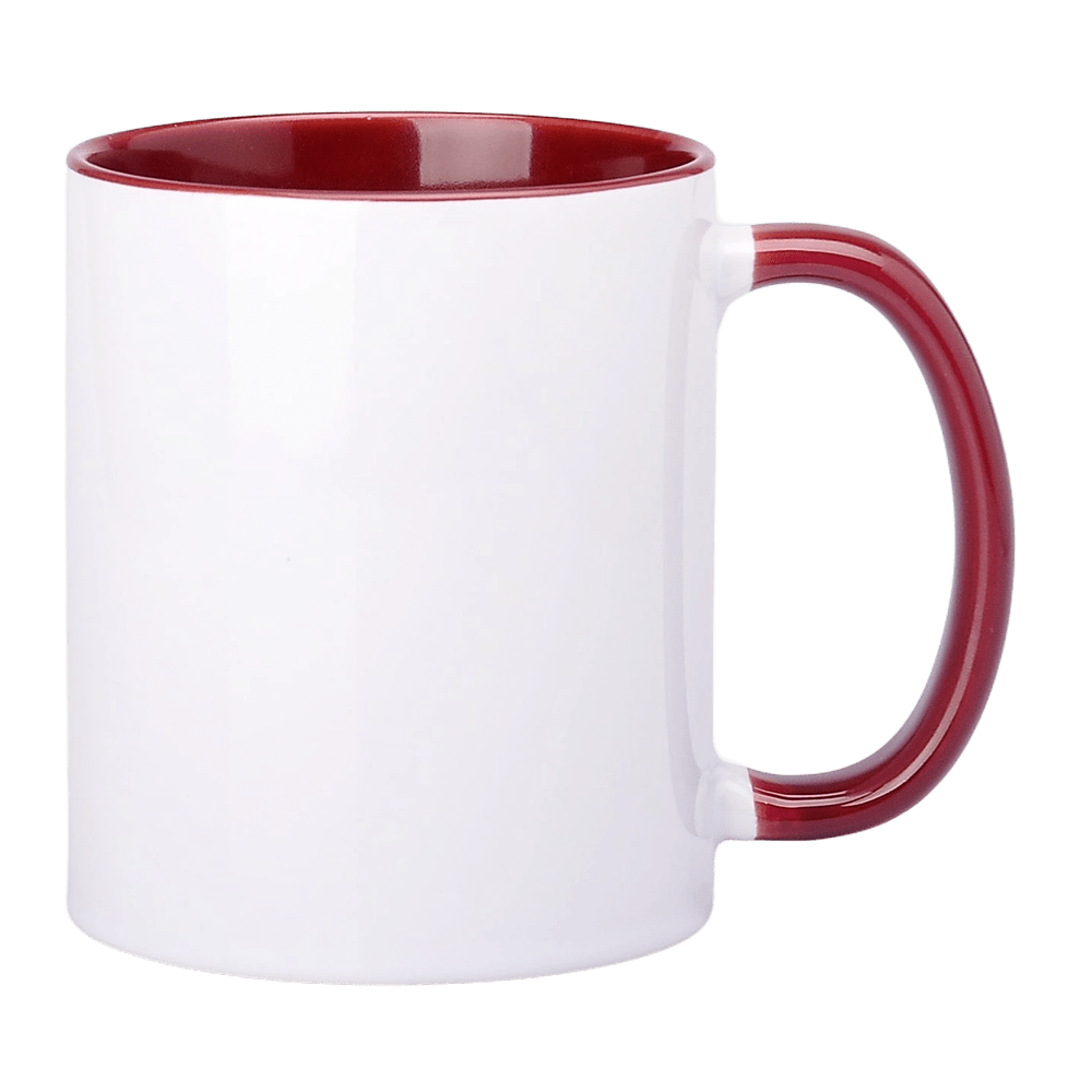 Becher mit burgunderrotem Innenraum und Griff 330ml SM-003 Sublimation AA+