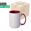 Carton 36 pcs. Sublimation mug AA+ 425ml UNISUB SM-033 with maroon interior and ear piece