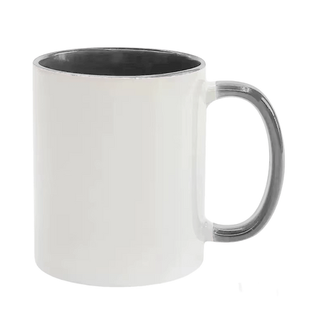 KARTON 36 Stück UNISUB Sublimationsbecher SM-057 330 ml weiß mit grauem Innenraum und Griff Klasse AA+