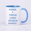 Printed mug 330ml SM-001 white with blue interior and handle AA+ quality