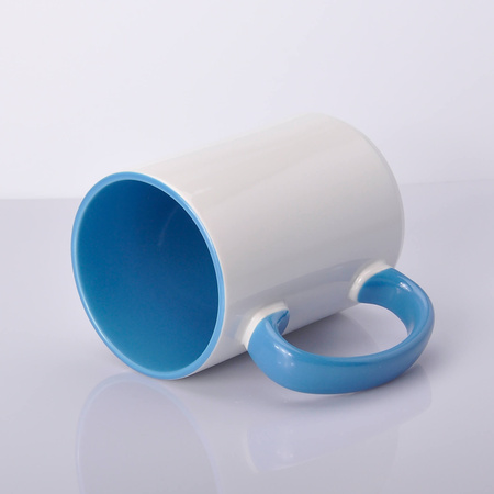 Kubek z nadrukiem niebieskie wnętrze i uszko 425ml UNISUB SM-032 AA+ 