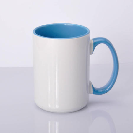 Kubek z nadrukiem niebieskie wnętrze i uszko 425ml UNISUB SM-032 AA+ 