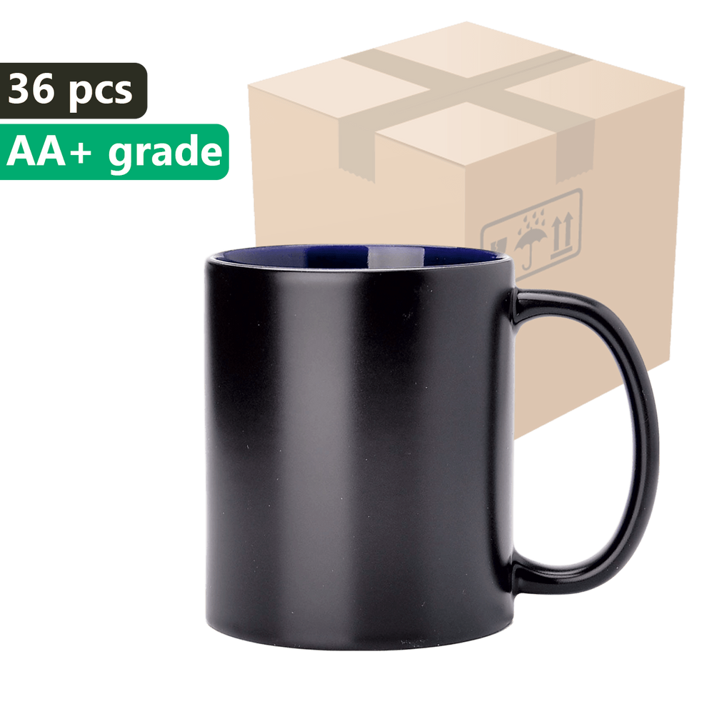 Carton 36 pieces Magic mug black SM-022 with navy blue interior 330ml