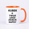 Printed mug with orange interior and earpiece 330ml AA+ UNISUB SM-006