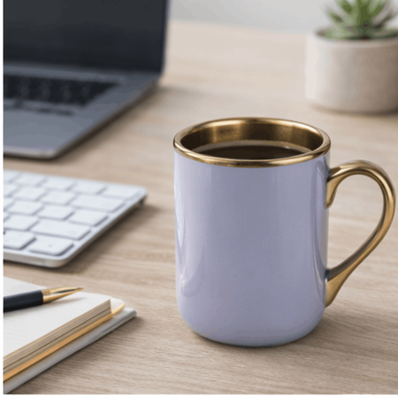 UNISUB sublimation mug SM-060 330 ml white with gold rim and handle Class AA+