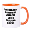 Printed mug with orange interior and earpiece 330ml AA+ UNISUB SM-006
