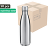 CARTON 50 pcs. Metallic Silver OUTDOOR 500ml Stainless Steel Thermos Bottle UNISUB TB-002