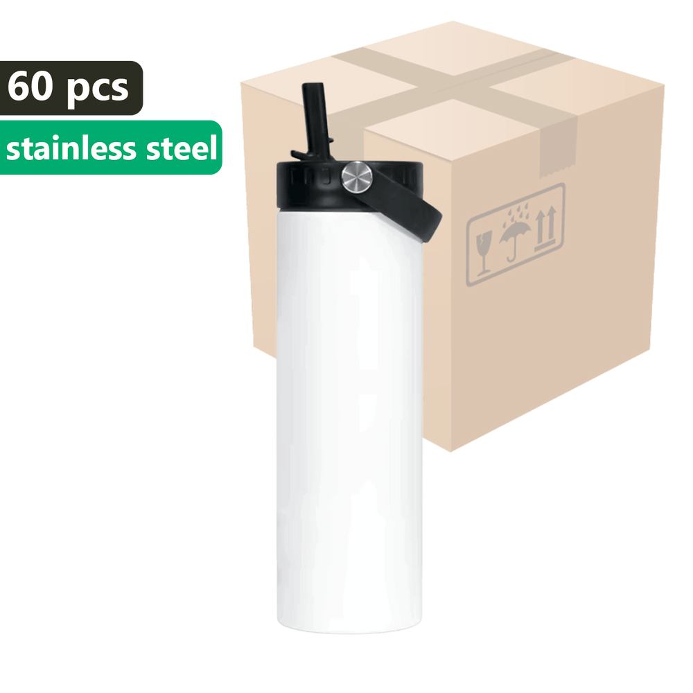 KARTON 60 szt. Butelka metaliczna biała OUTDOOR z uchwytem 650ml Stal Nierdzewna UNISUB MB-003
