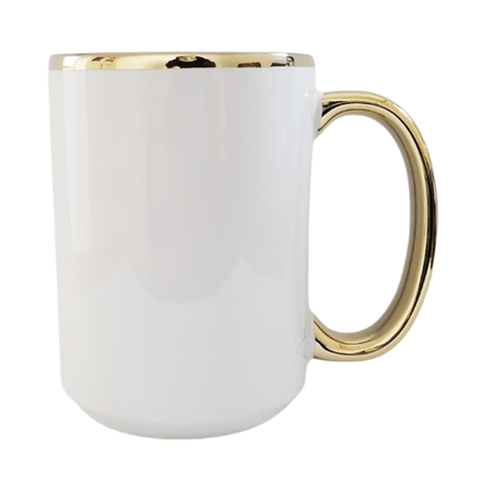 UNISUB sublimation mug SM-059 425 ml white with gold rim and handle AA+ class