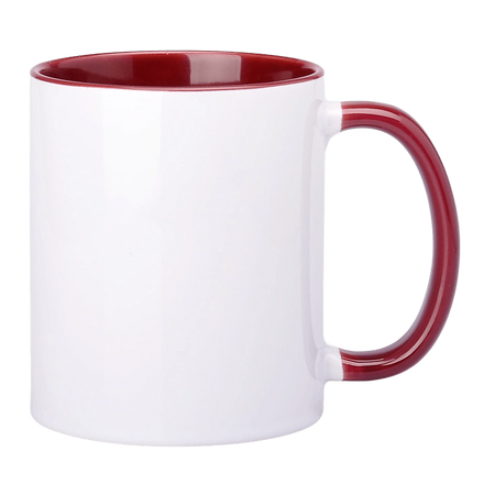 Becher mit burgunderrotem Innenraum und Griff 330ml SM-003 Sublimation AA+