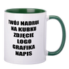 Printed mug white with dark green interior and earpiece 330ml AA+ SM-009 