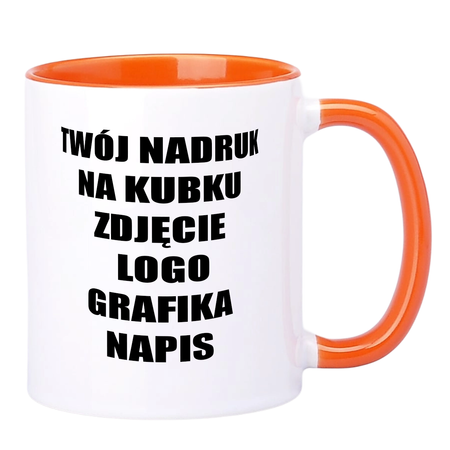 Printed mug with orange interior and earpiece 330ml AA+ UNISUB SM-006