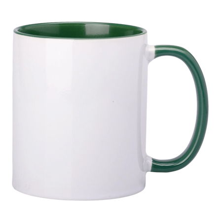 Karton 36 kusů Hrnek SM-009 s tmavě zeleným vnitřkem a náušníkem 330 ml pro sublimaci AA+