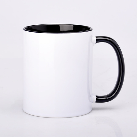 Karton 36 kusů Hrnek SM-010 330ml s černým vnitřkem a očkem pro sublimaci AA+  