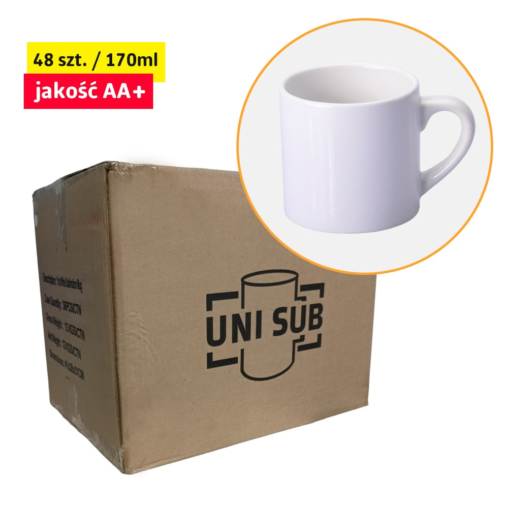 SM-012 Weiße Becher für Sublimation (AA+) 170ml (KARTON 36 Stück)