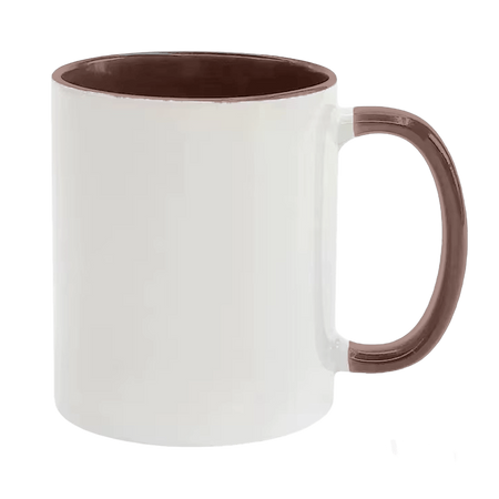 KARTON 36 Stück UNISUB Sublimationsbecher SM-056 330 ml weiß mit brauner Innenseite und Griff Klasse AA+