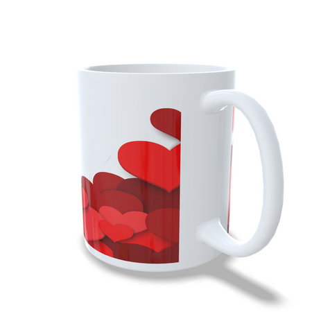 Kubek z nadrukiem 330 ml Bunch of Hearts Biały - z napisem lub bez napisu