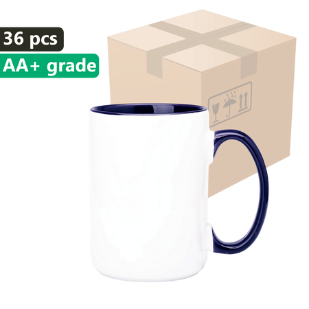 Carton 36 pcs. Sublimation mug 450ml UNISUB SM-036 AA+ with cobalt interior and earpiece