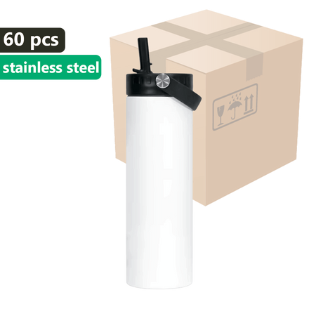 KARTON 60 szt. Butelka metaliczna biała OUTDOOR z uchwytem 650ml Stal Nierdzewna UNISUB MB-003