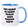 Printed mug 330ml SM-001 white with blue interior and handle AA+ quality