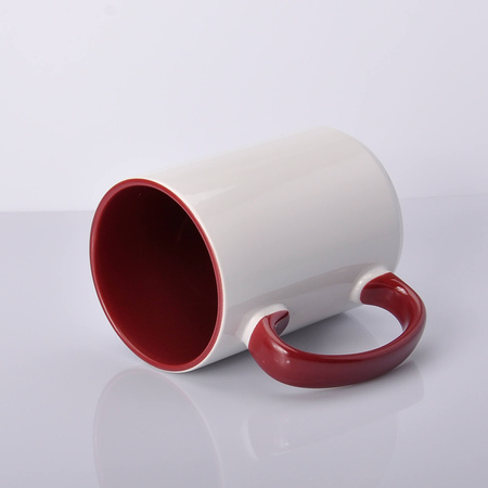 Mug with maroon interior and handle 425ml UNISUB SM-033 for AA+ sublimation 