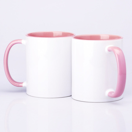 Sublimační hrnek 330 ml s růžovým vnitřkem a sluchátkem SM-007 sublimation AA+