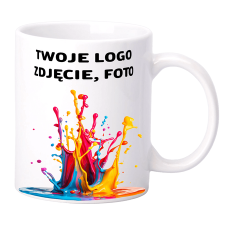 White mug with printed 330ml Grade A UNISUB SM-049