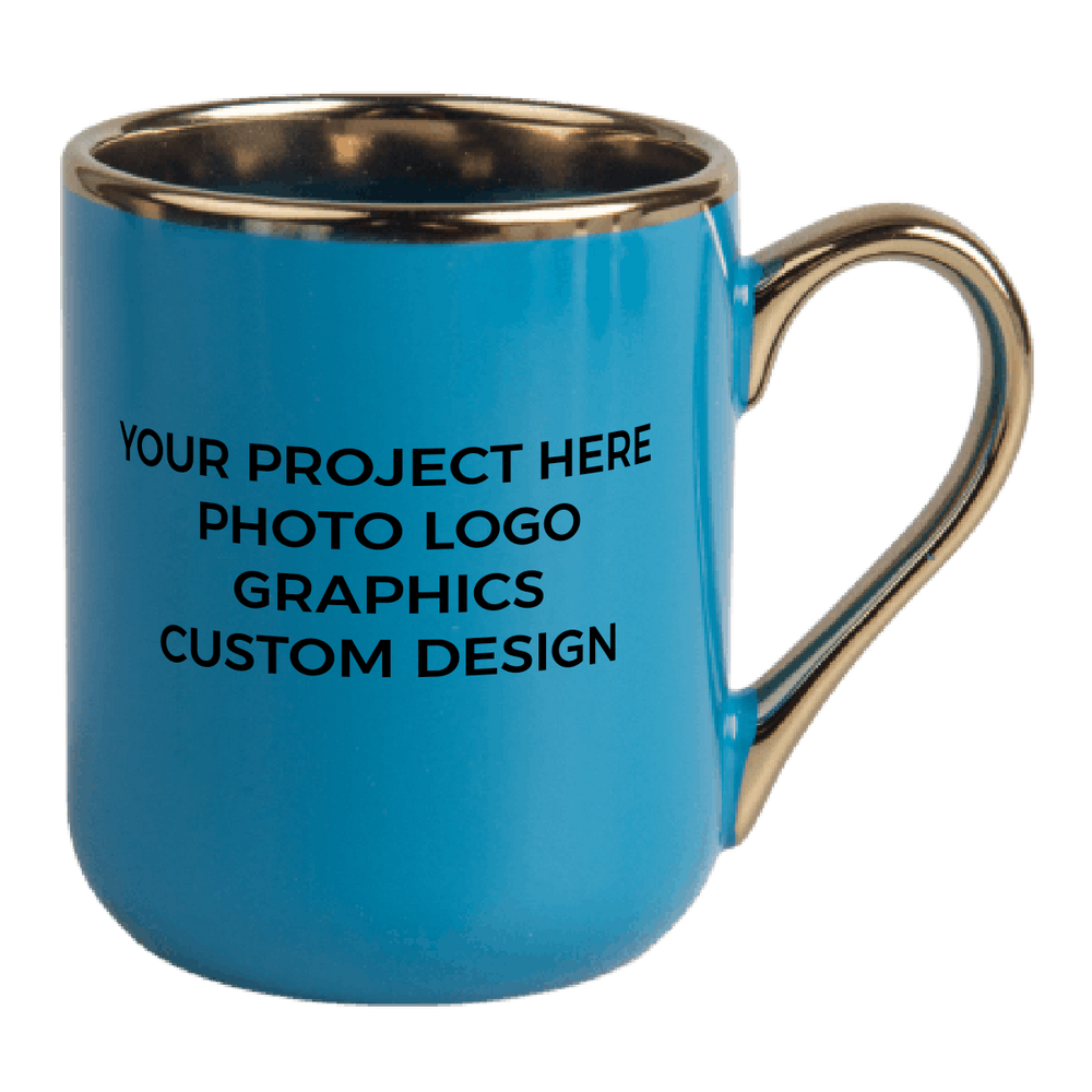 Sublimační hrnek UNISUB SM-060 330 ml bílý se zlatým okrajem a uchem Třída AA+