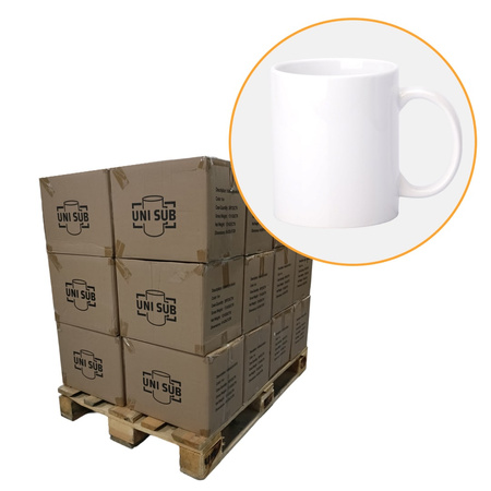 PALETA M 864 ks. Bílý hrnek pro sublimaci UNISUB SM-011 AA+ 330ml