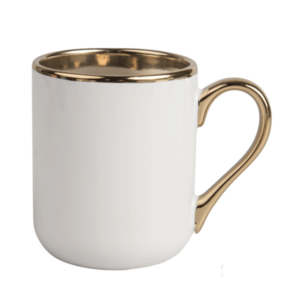 UNISUB Sublimationsbecher SM-060 330 ml weiß mit Goldrand und Griff Klasse AA+